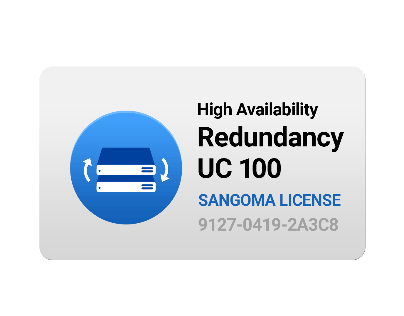 High Availability License, Real Time Redundant System (2nd Sys. w/Lic. req.) for UC 100