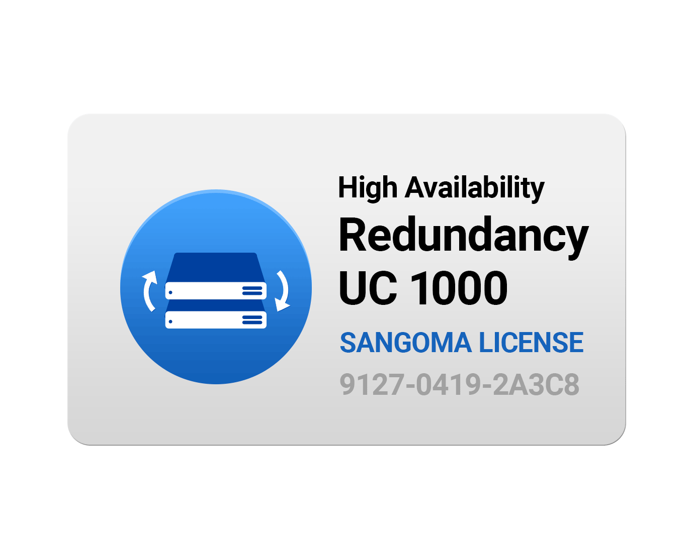 High Availability License, Real Time Redundant System (2nd Sys. w/Lic. req.) for UC 1000